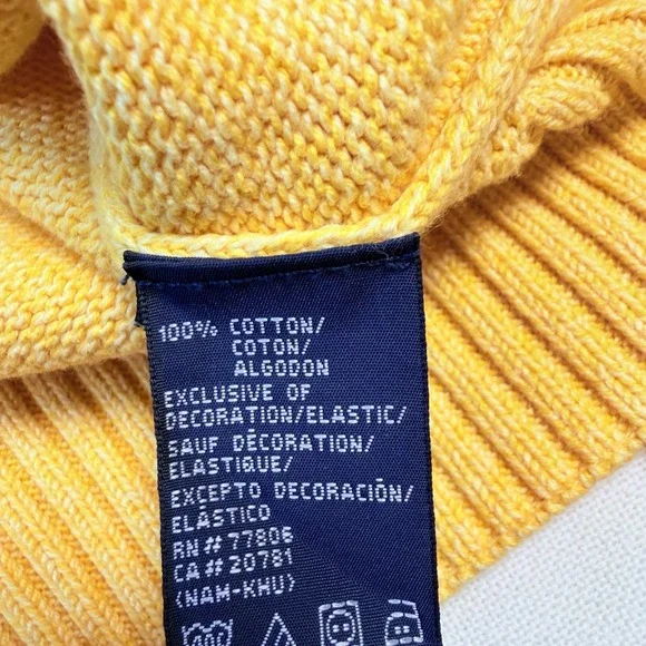 Tommy Hilfiger Sweater Men's M Yellow Essential Mini Flag Logo Vintage Round - Picture 3 of 16